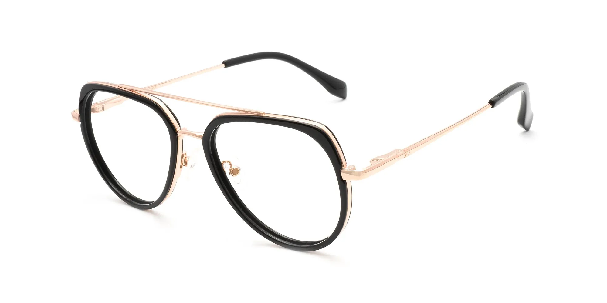 Black & Gold Double Bridge Glasses-2