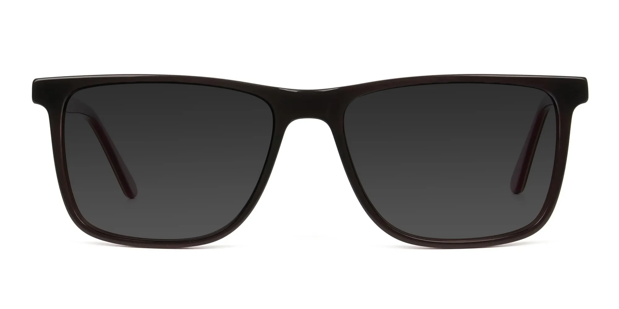 SA96064F/3 - Dark Brown Grey Tinted Rectangular Full Rim Sunglasses