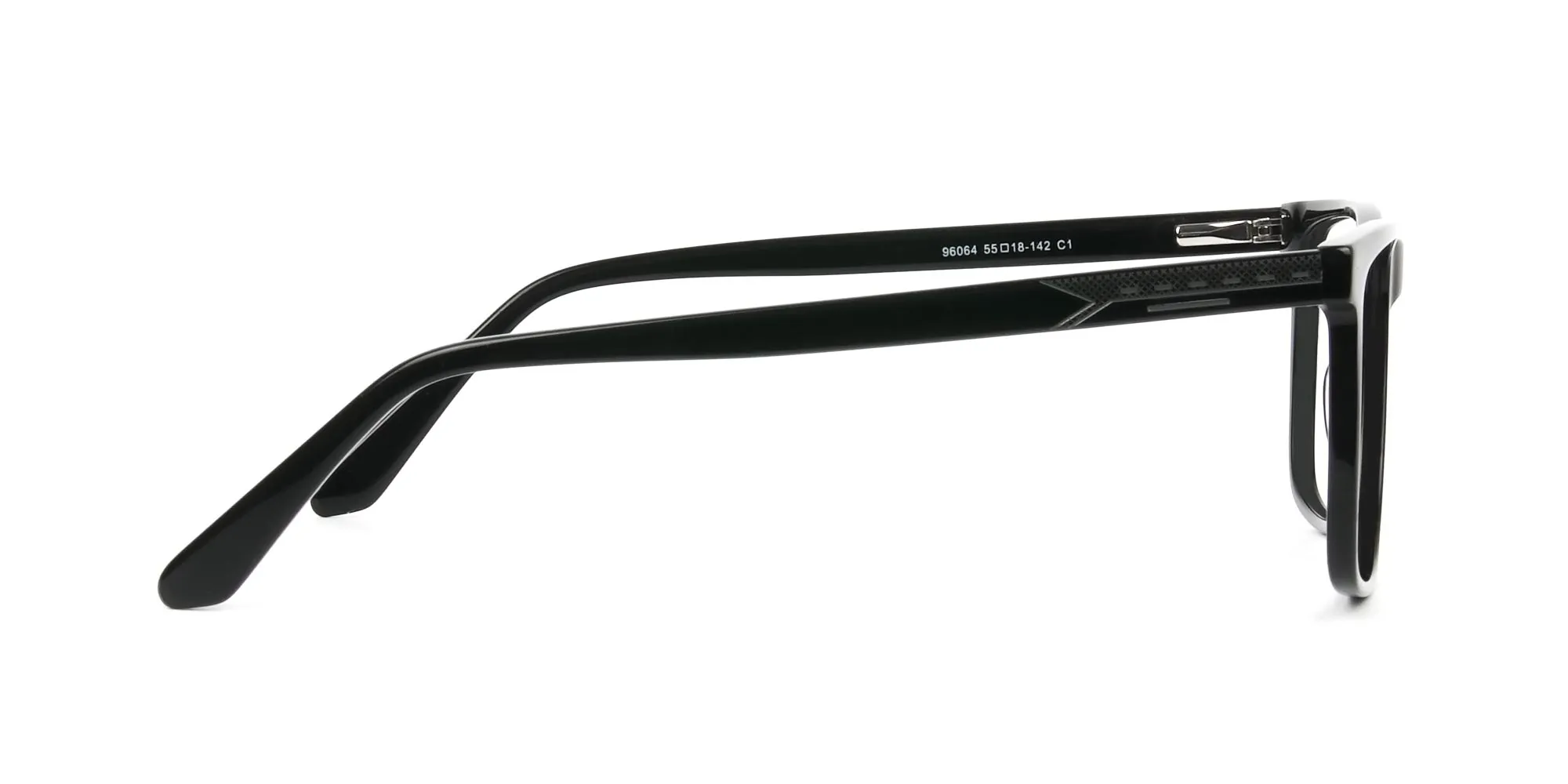 Black & Grey Rectangular Glasses in Acetate - 2