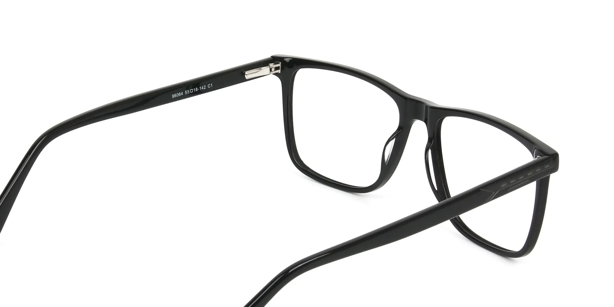 Black & Grey Rectangular Glasses in Acetate - 2
