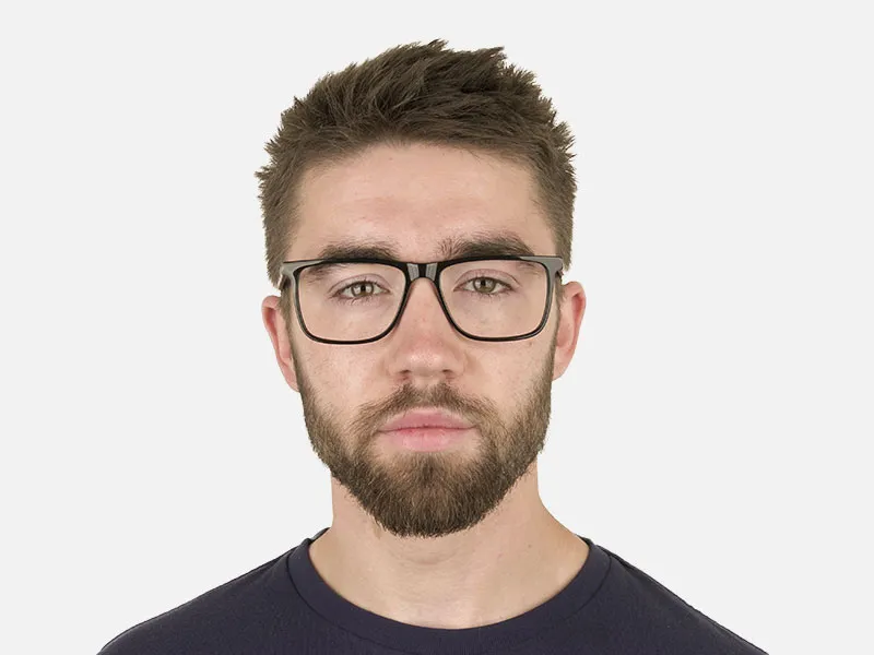 Black & Grey Rectangular Glasses in Acetate - 2