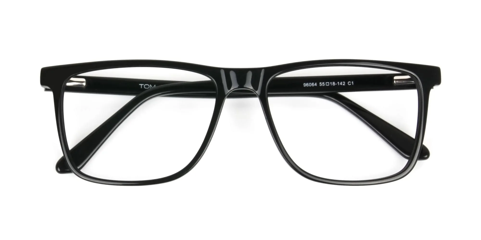 Black & Grey Rectangular Glasses in Acetate - 2