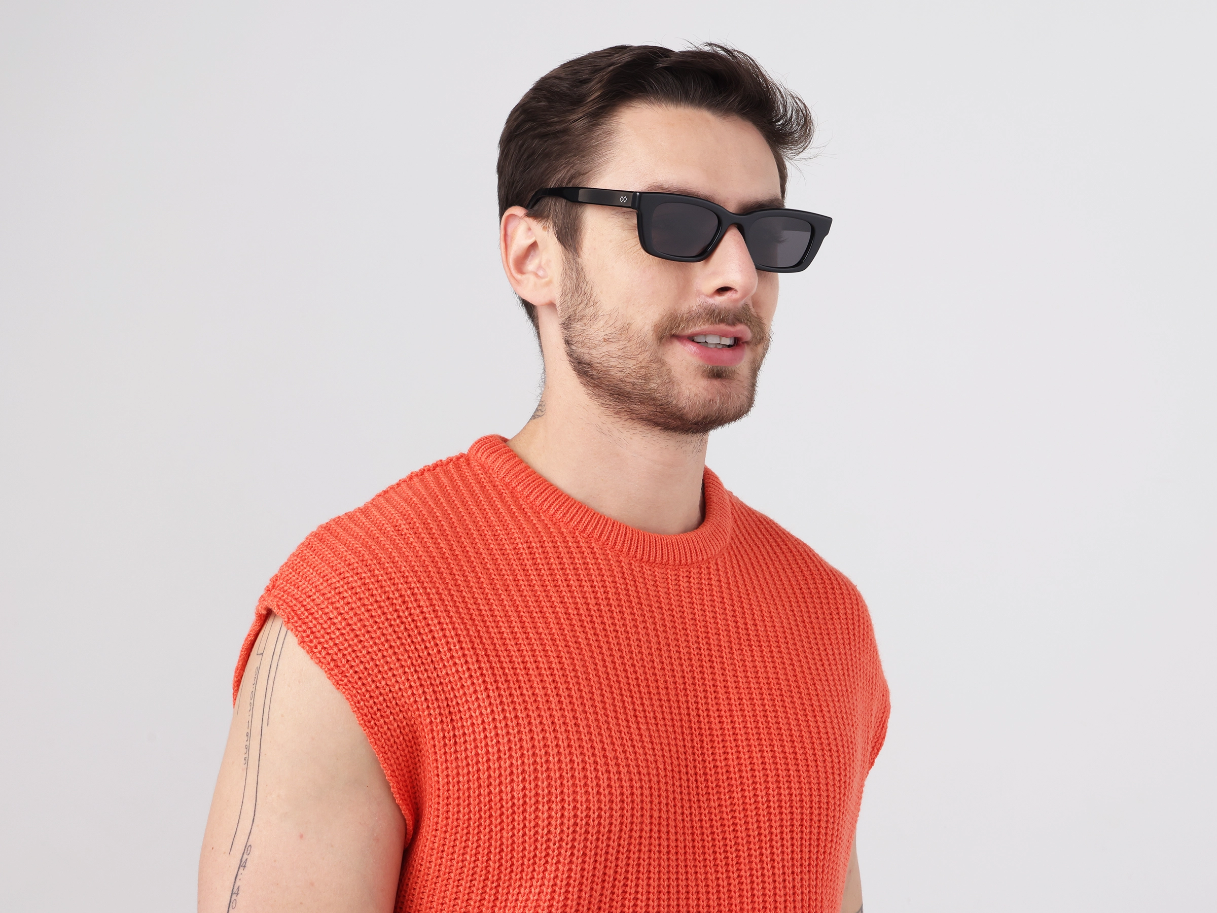Black Acetate Full-Rim Rectangle Sunglasses-3
