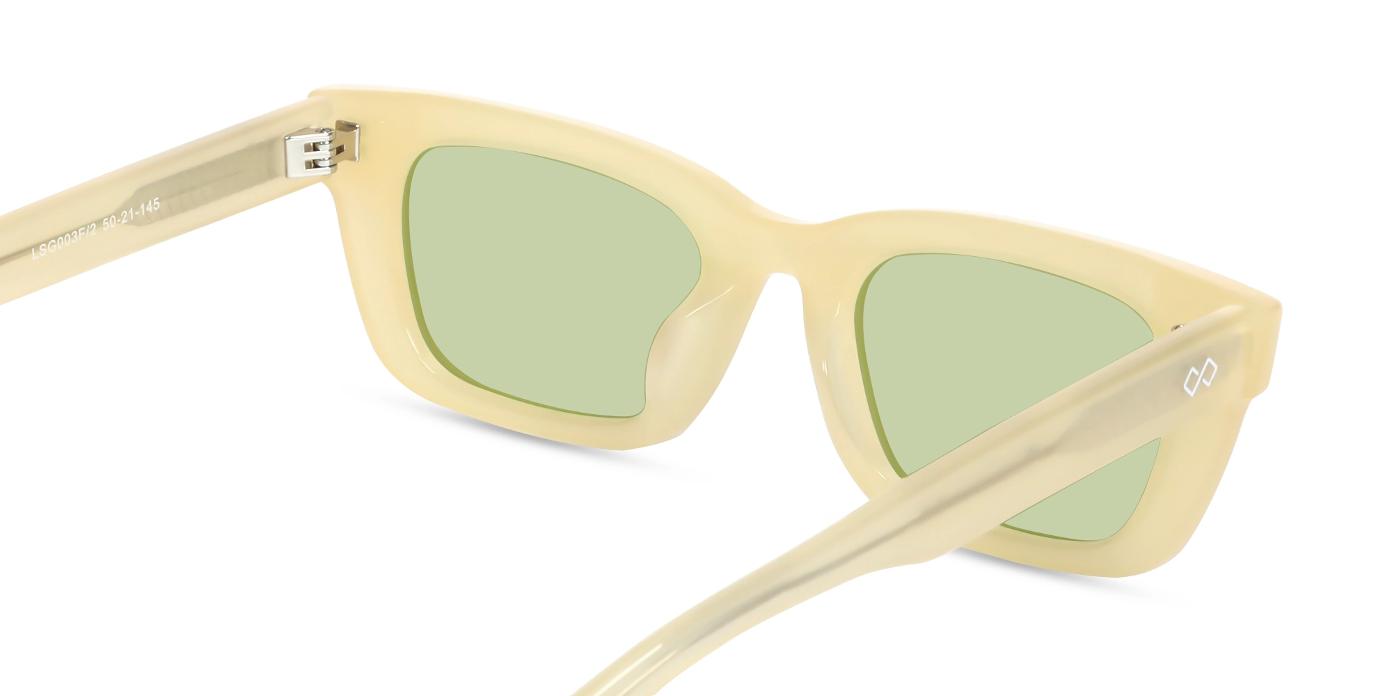 Rich Cream Acetate Full-Rim Rectangle Sunglasses-5