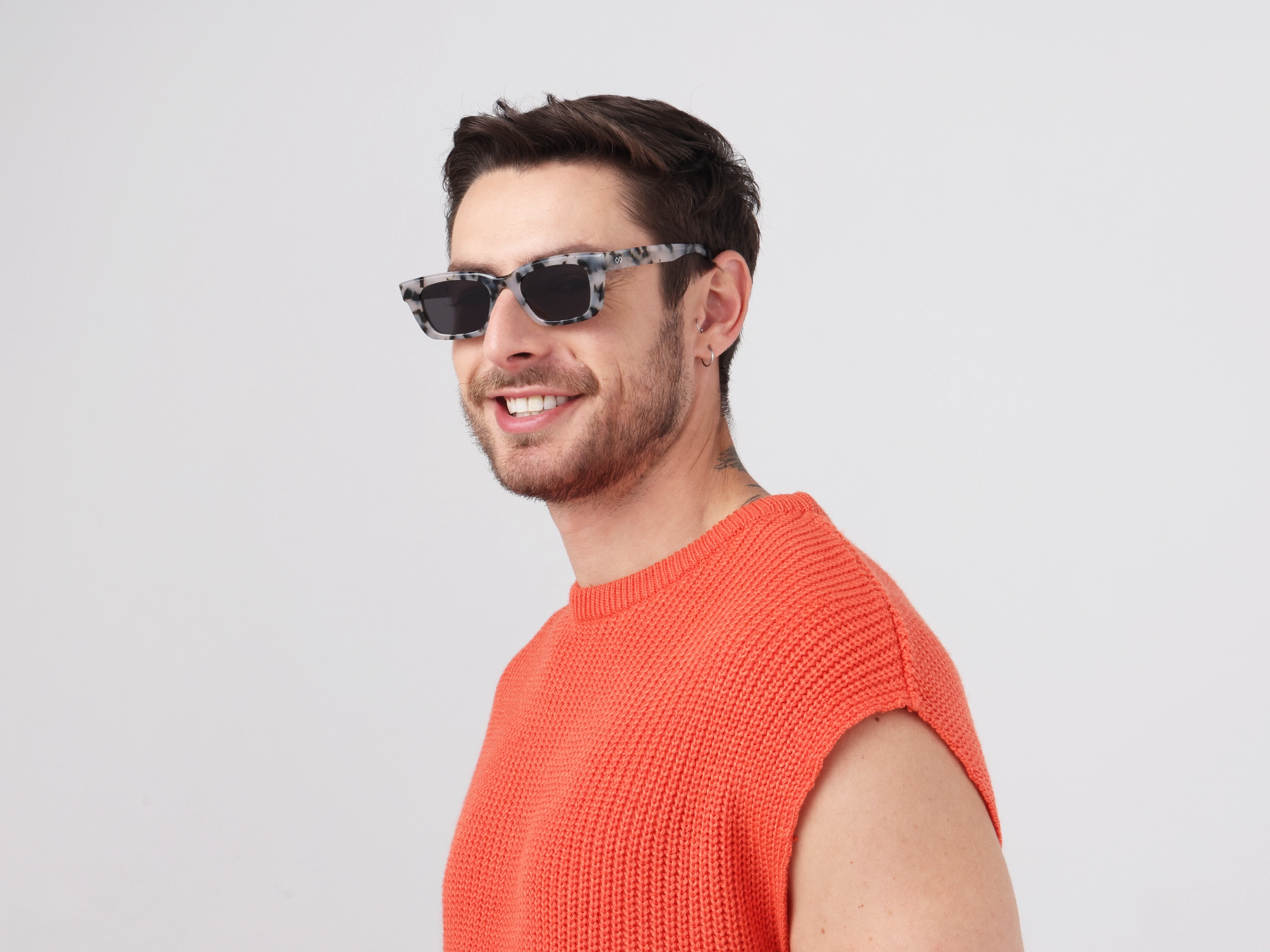 Grey Tortoise Acetate Full-Rim Rectangle Sunglasses-2