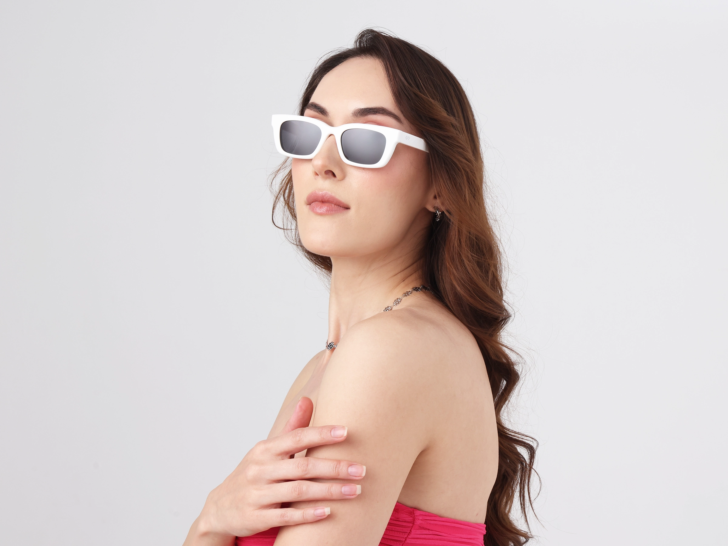 Pure White Acetate Full-Rim Rectangle Sunglasses-12