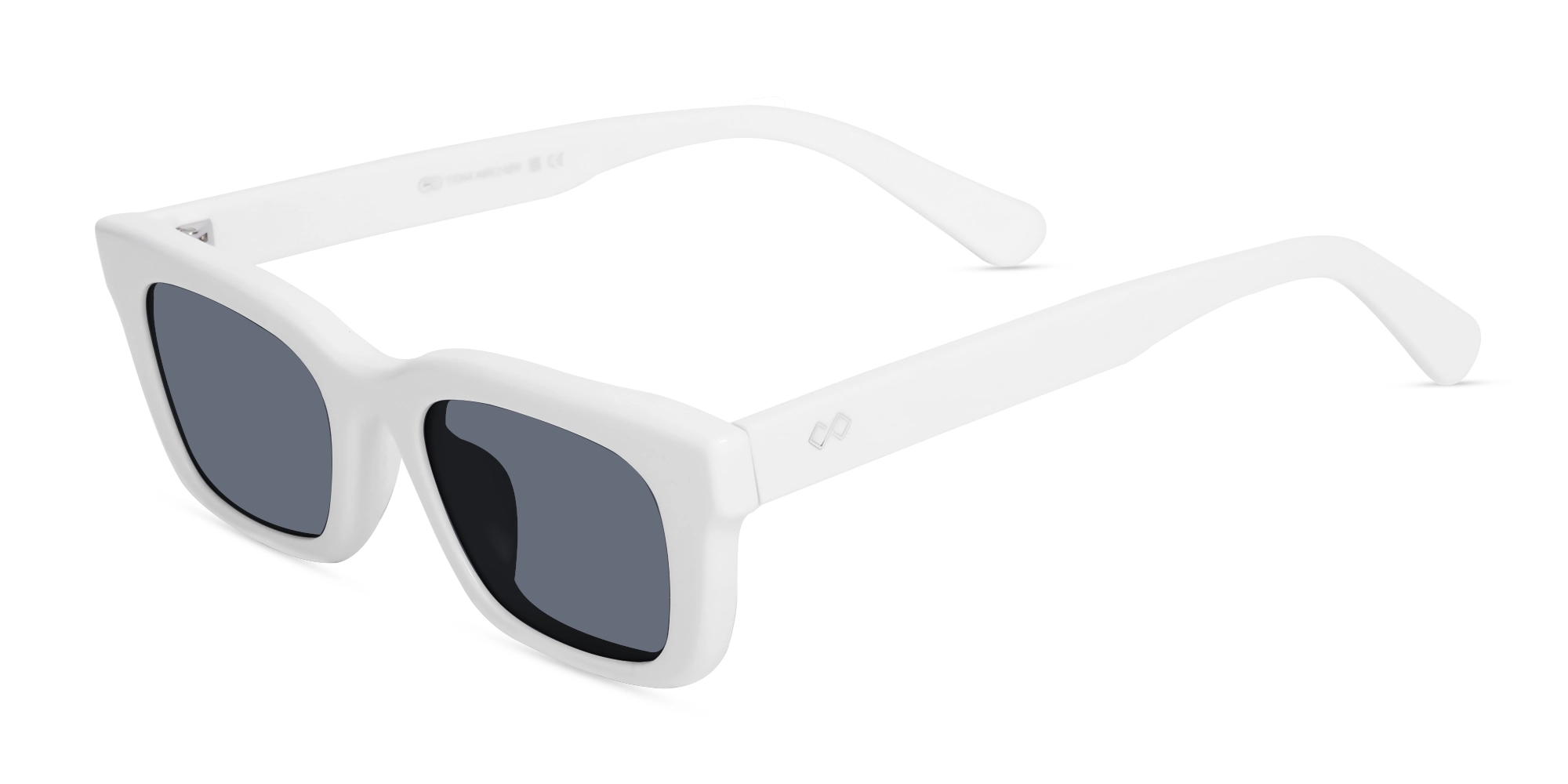 Pure White Acetate Full-Rim Rectangle Sunglasses-3