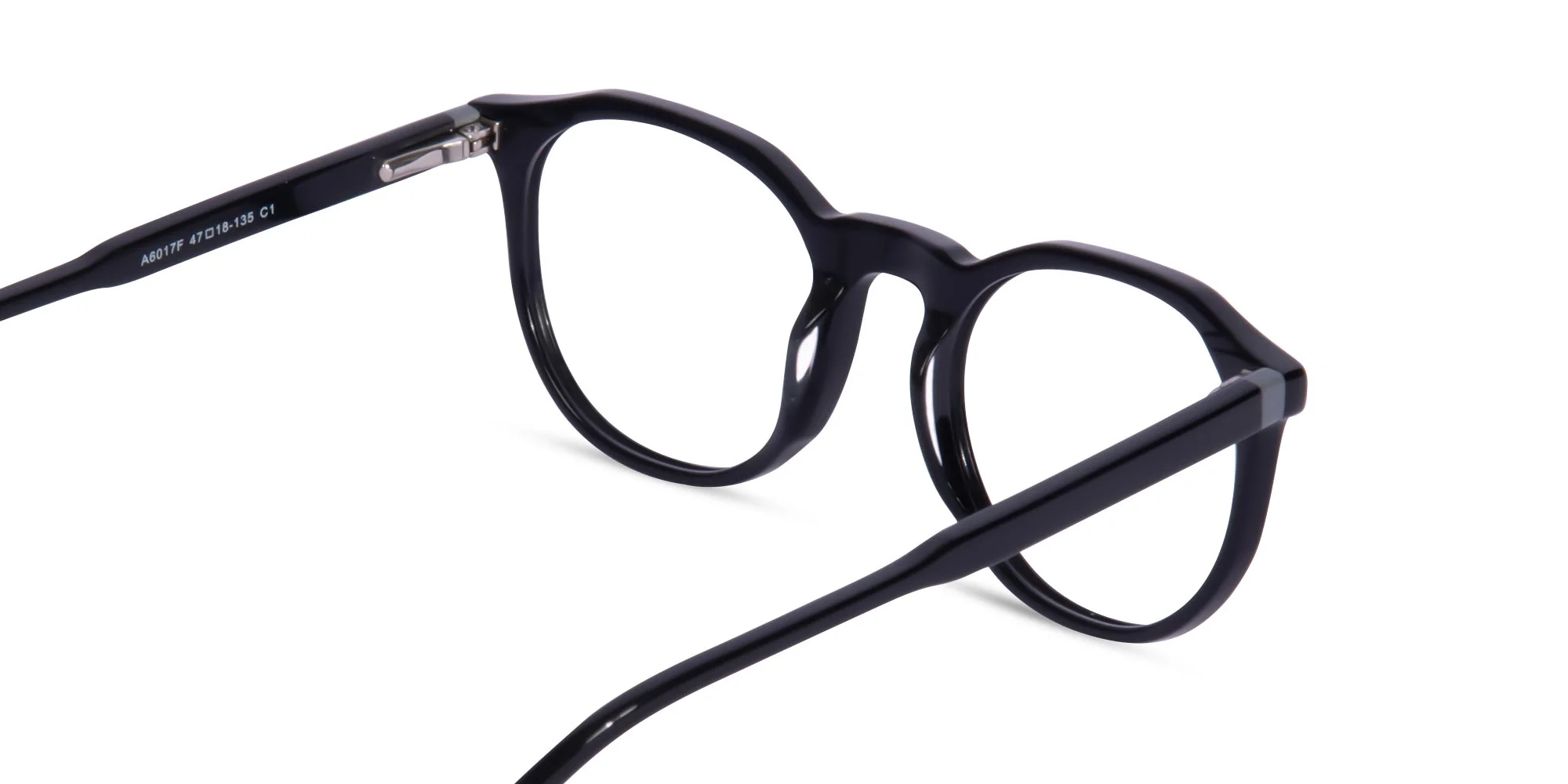 Black Frame Round Acetate Eyeglasses-5