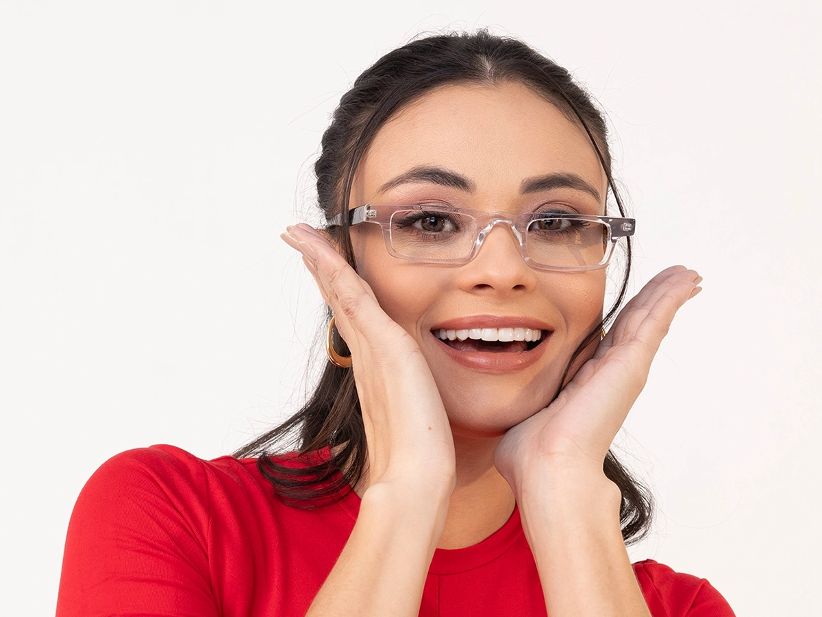 Clear Rectangle Spring Hinge Glasses 53