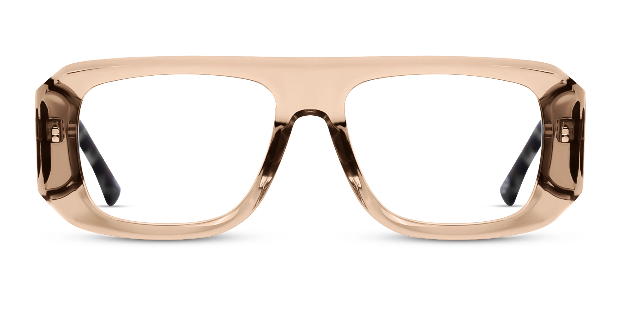 Crystal Peach Flat Top Pilot Glasses