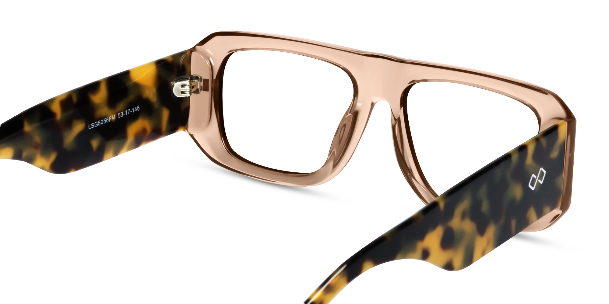 Crystal Peach Flat Top Pilot Glasses