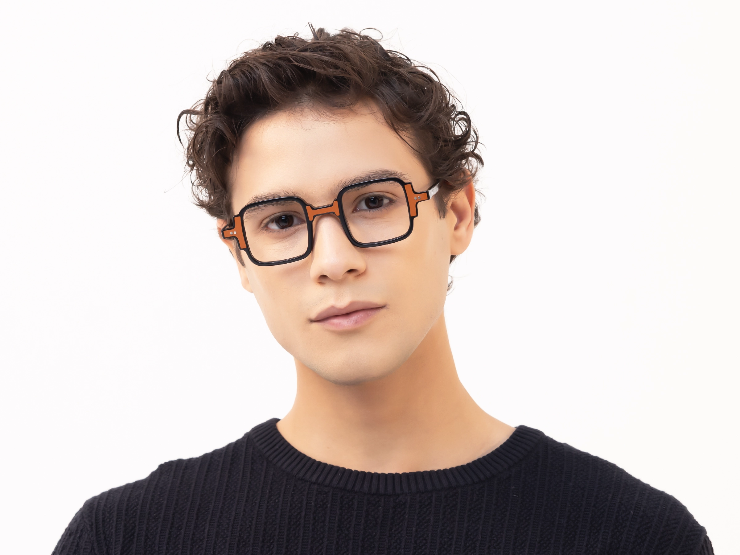 Black & Brown Square Acetate Glasses-41