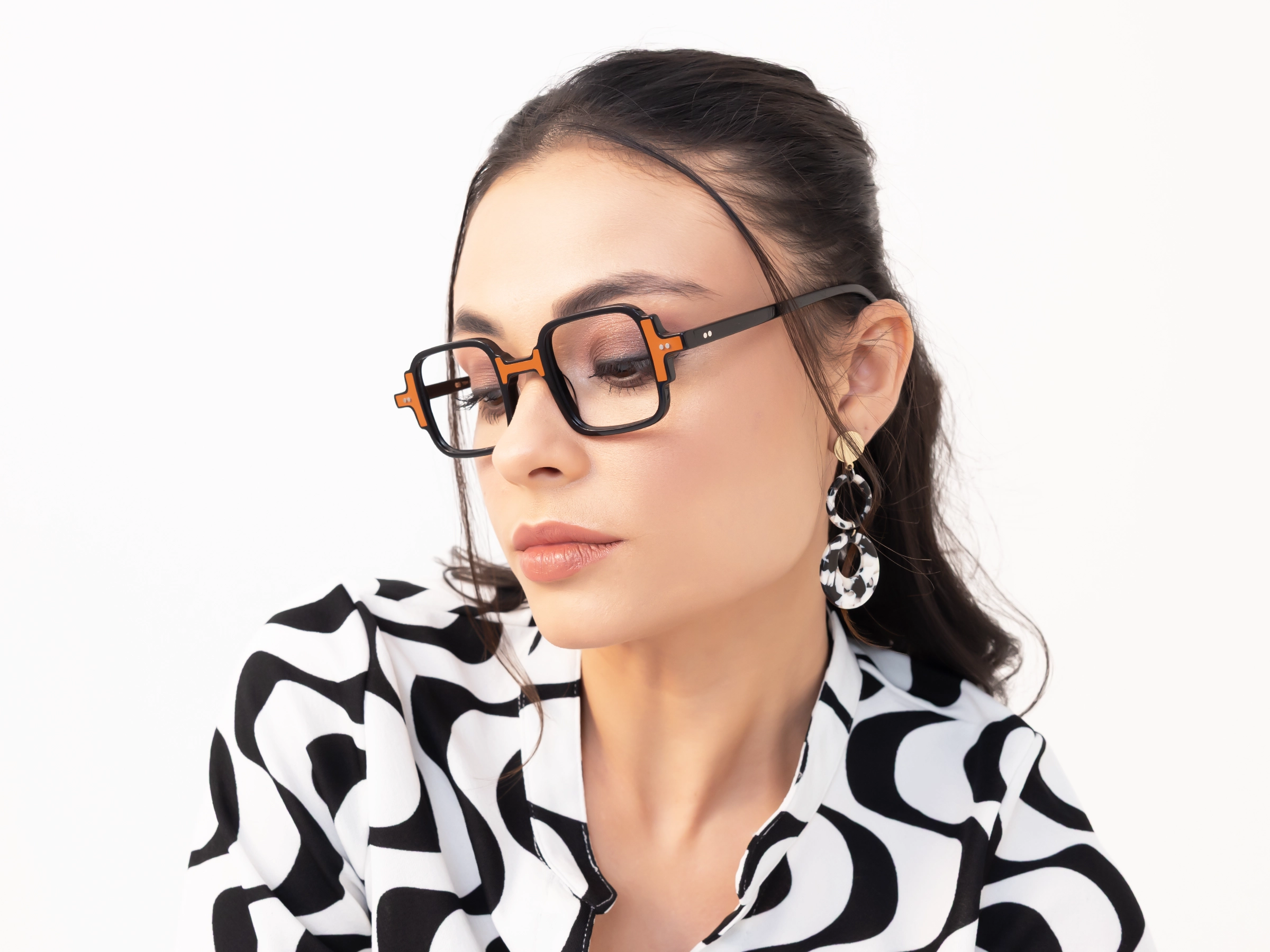 Black & Brown Square Acetate Glasses-52