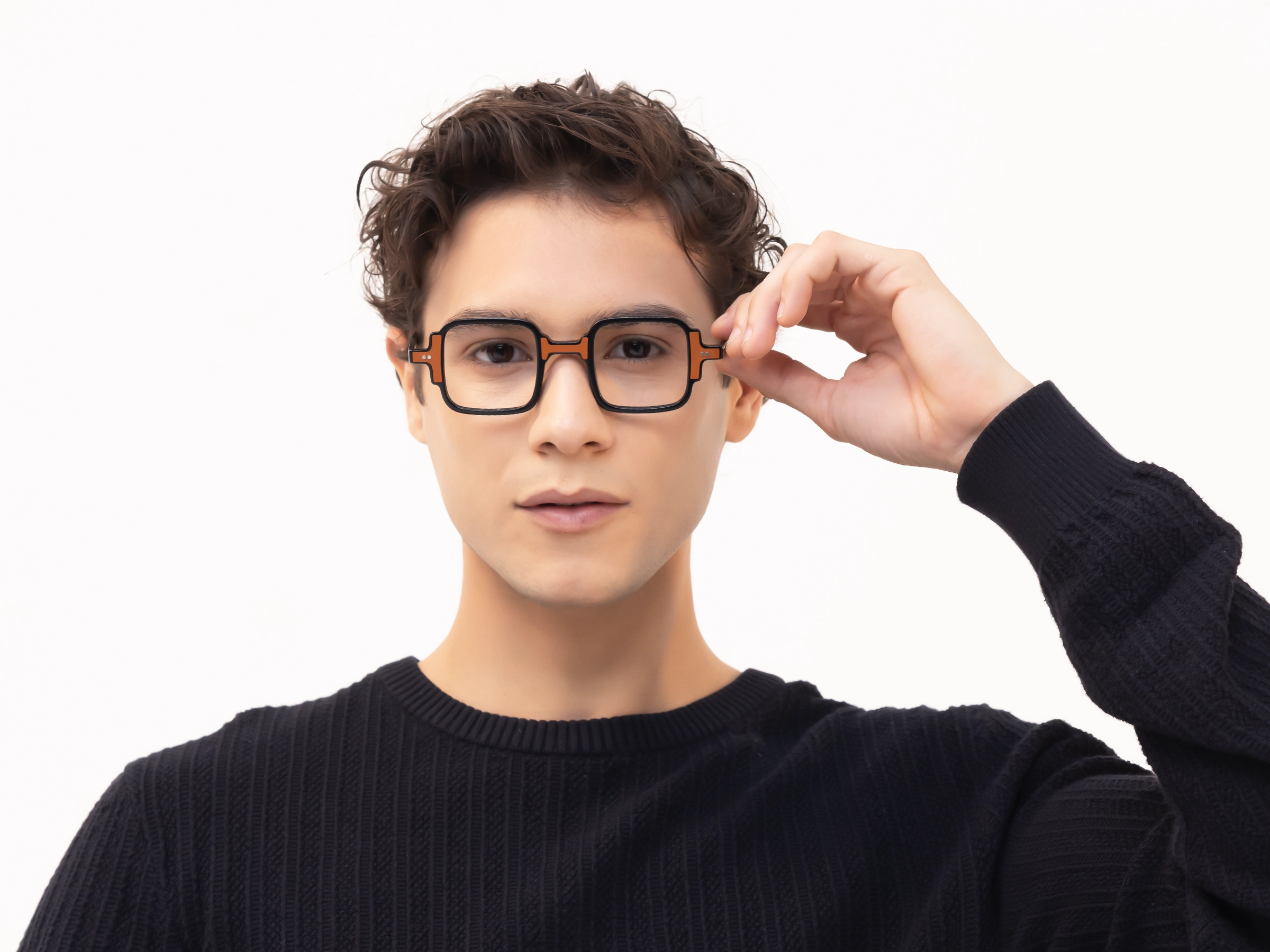 Black & Brown Square Acetate Glasses-43