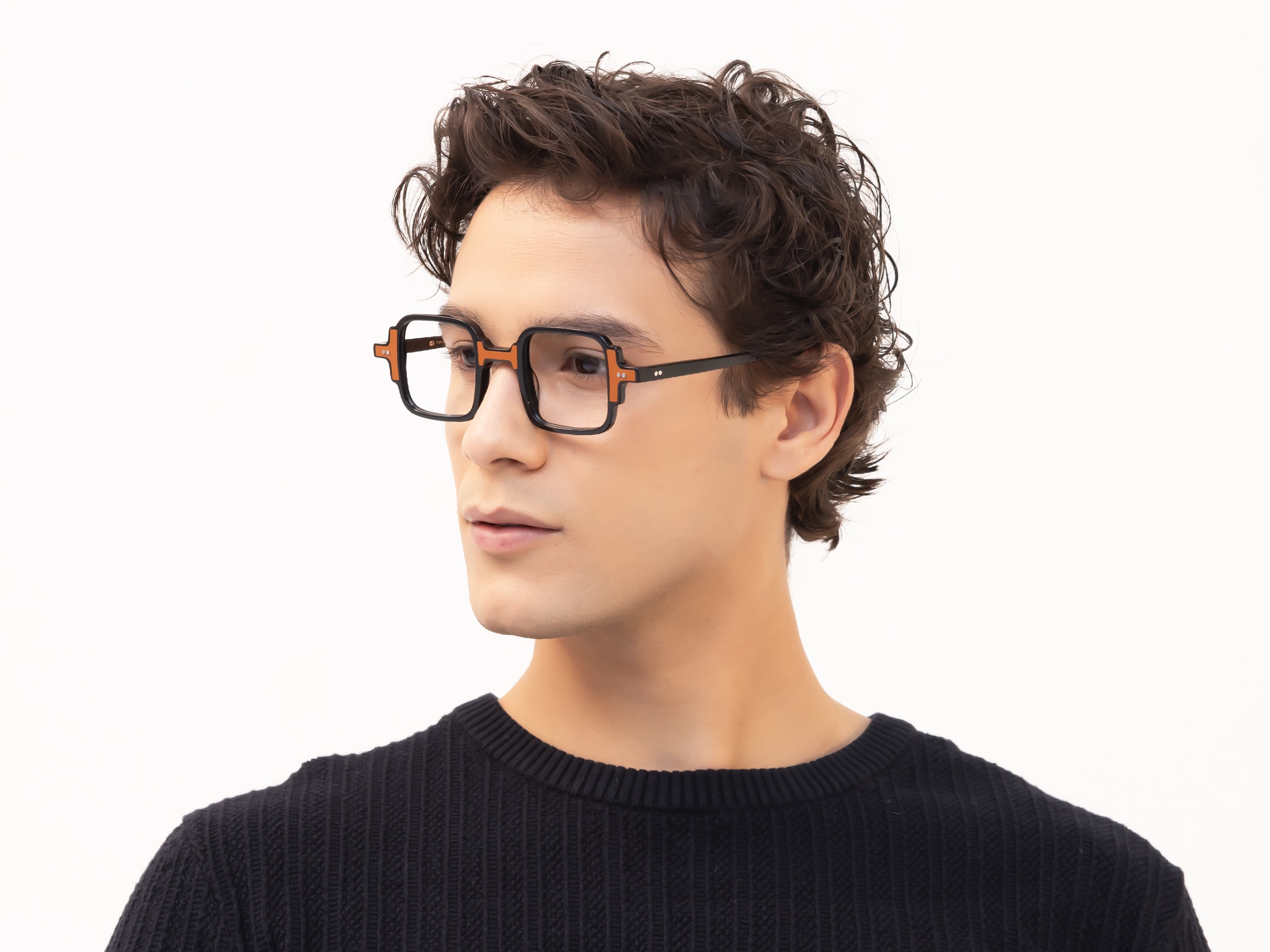 Black & Brown Square Acetate Glasses-42