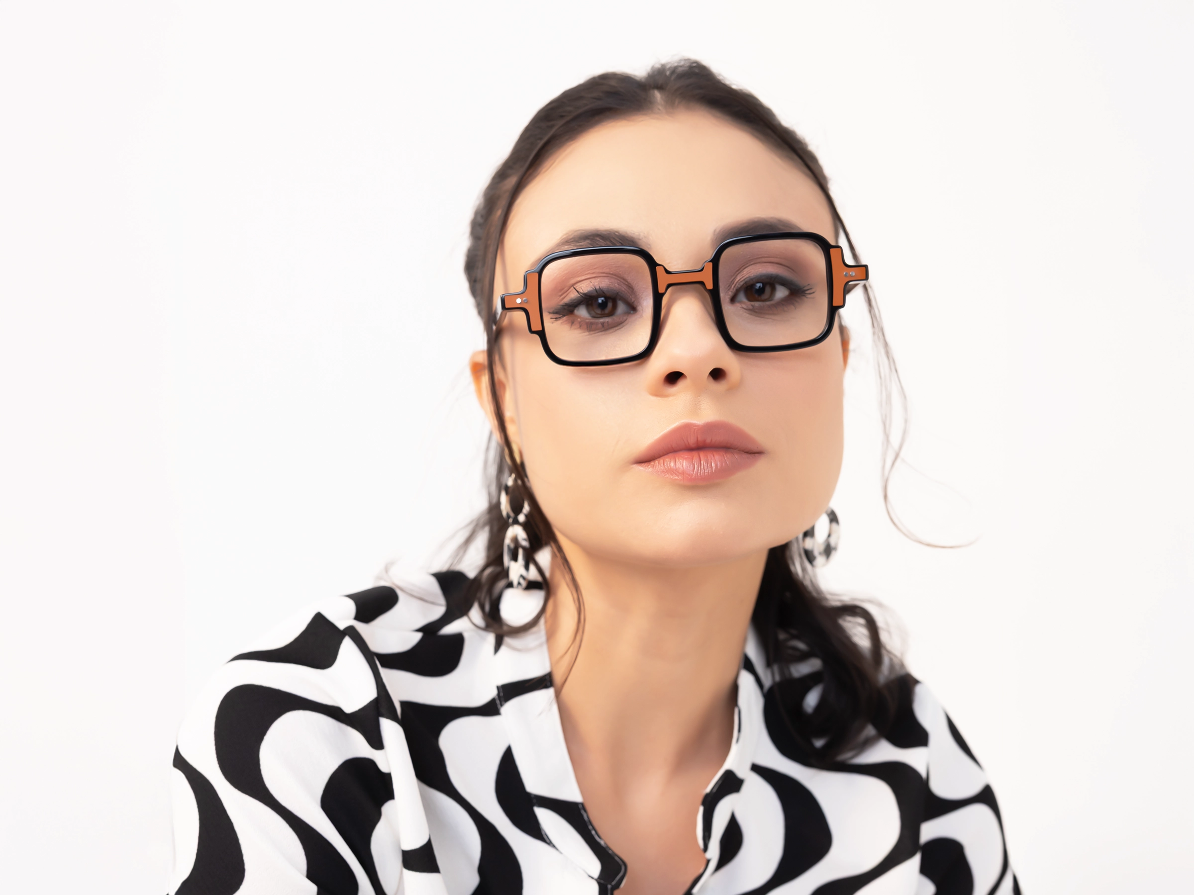 Black & Brown Square Acetate Glasses-51