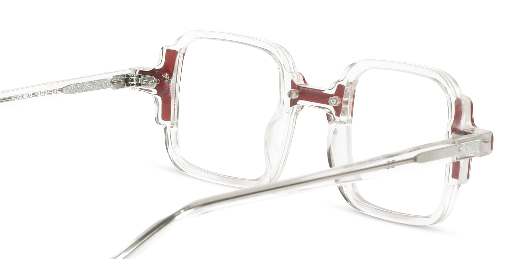 Clear & Red Square Acetate Glasses-5