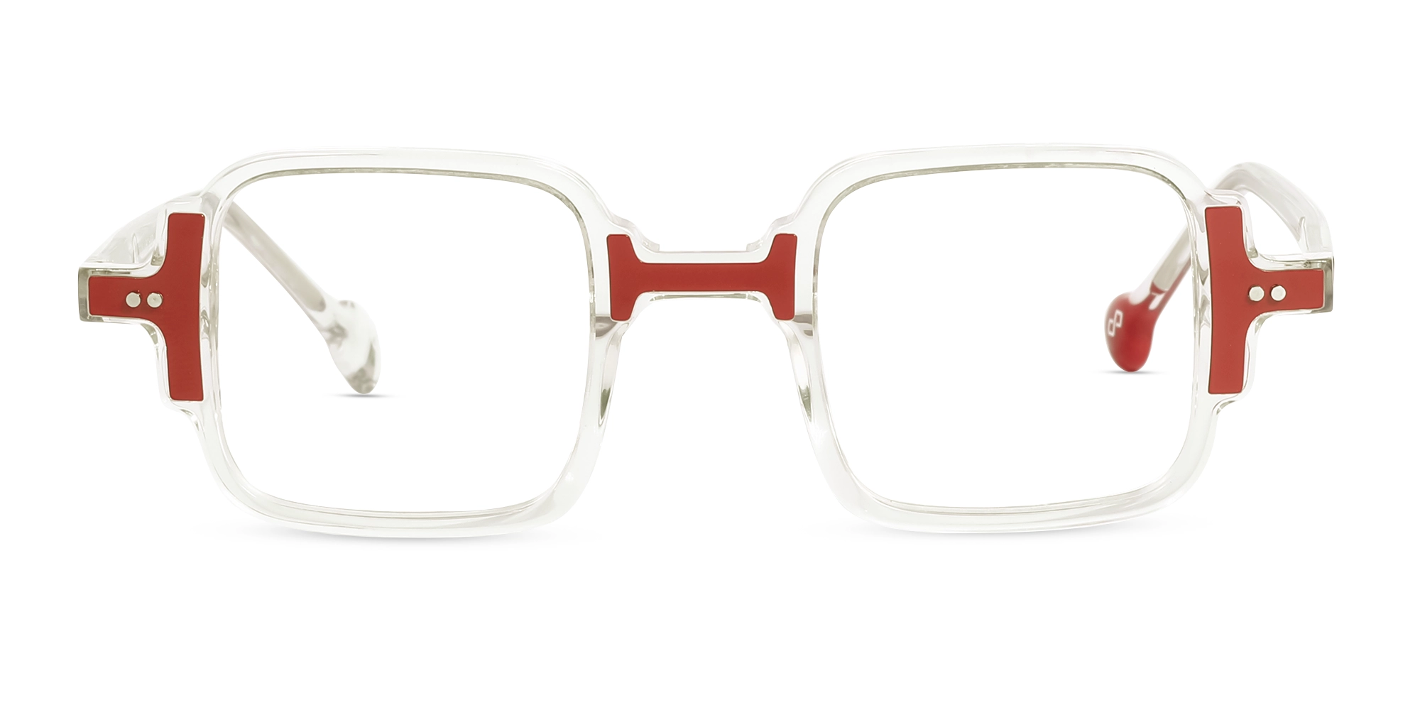 Clear & Red Square Acetate Glasses-1 Clear & Red Square Acetate Glasses-1