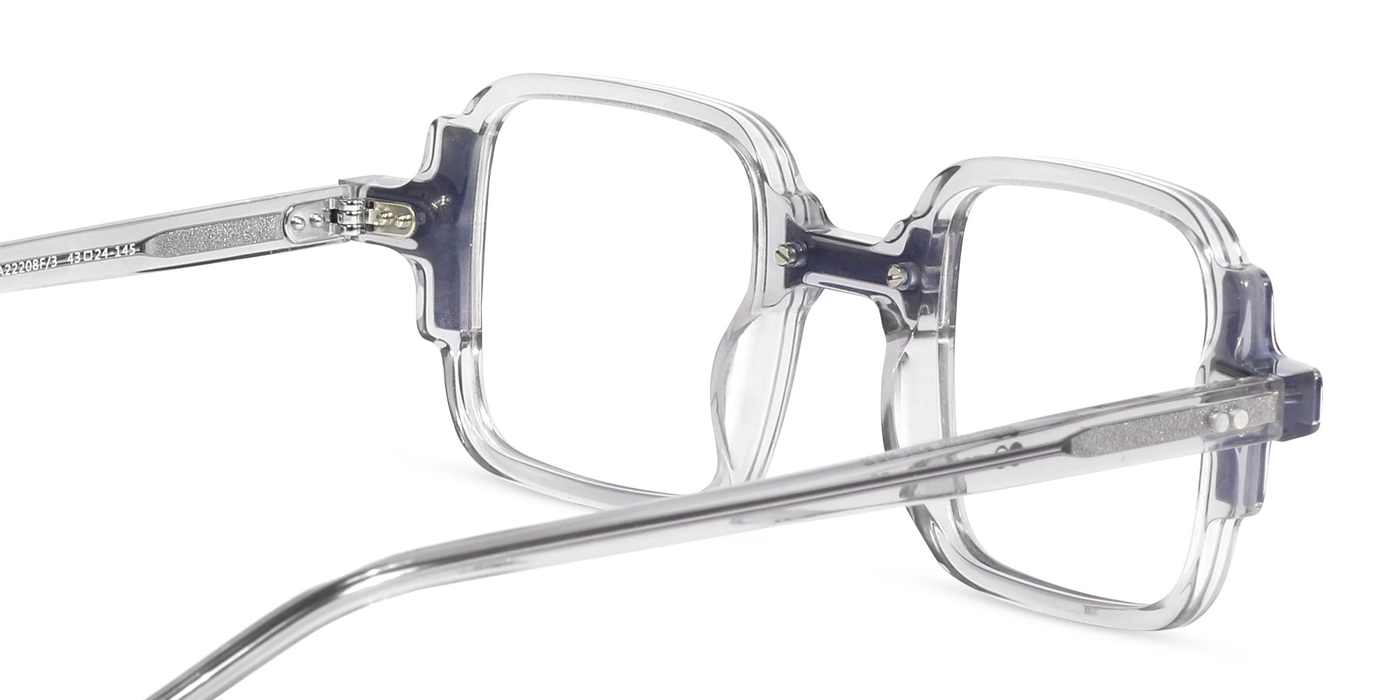 Crystal Grey & Blue Square Acetate Glasses-5