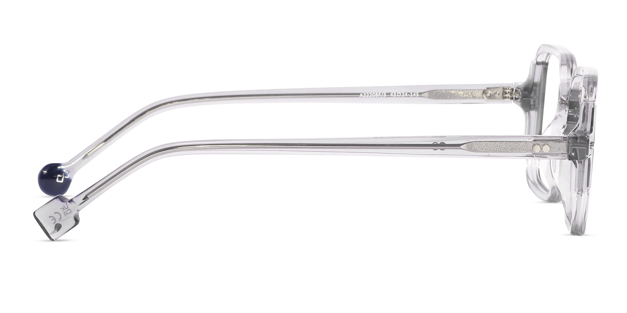 Crystal Grey & Blue Square Acetate Glasses-4