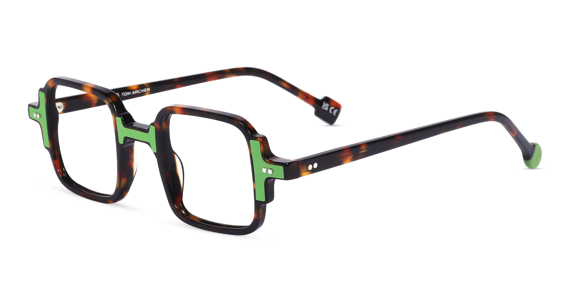 Dark Tortoise & Green Square Acetate Glasses-3 Dark Tortoise & Green Square Acetate Glasses-3