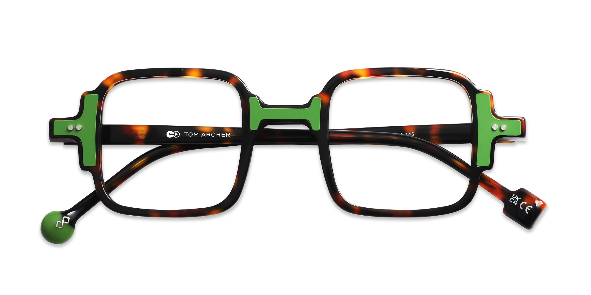 Dark Tortoise & Green Square Acetate Glasses-6