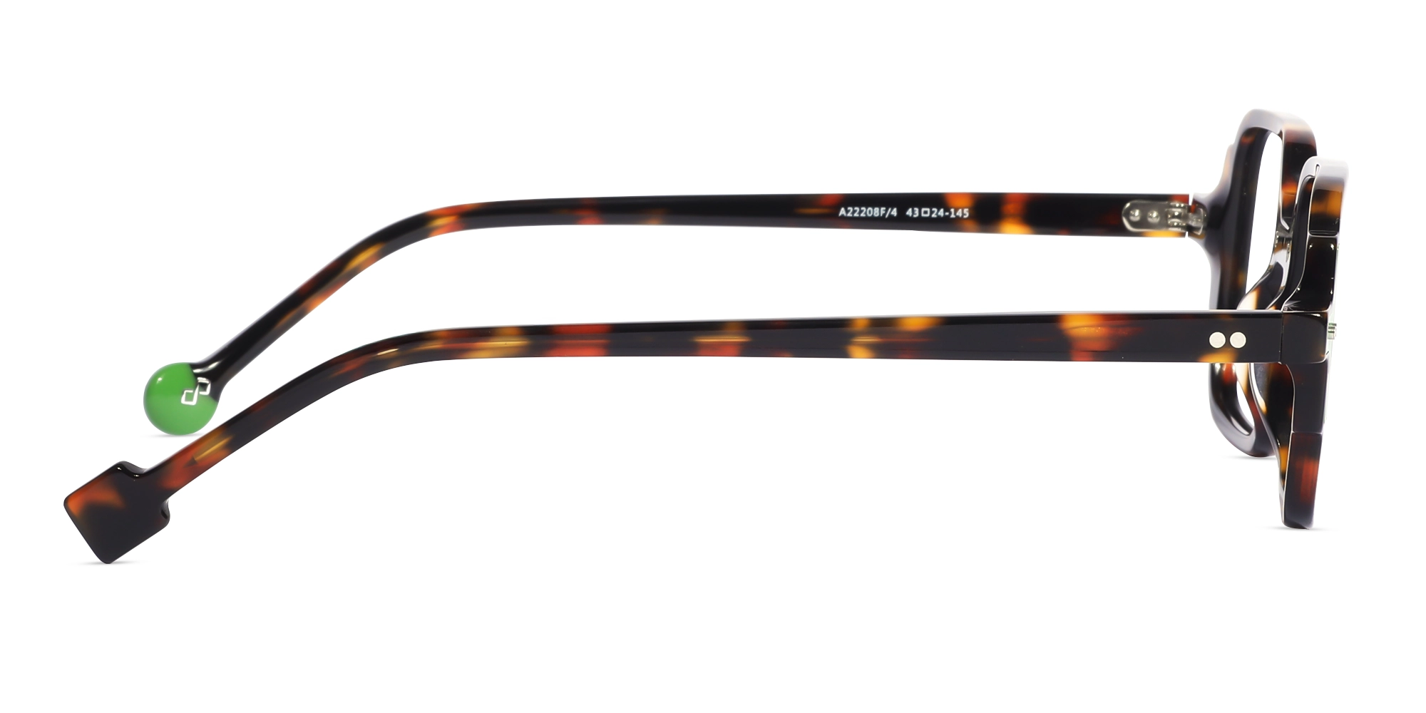 Dark Tortoise & Green Square Acetate Glasses-4