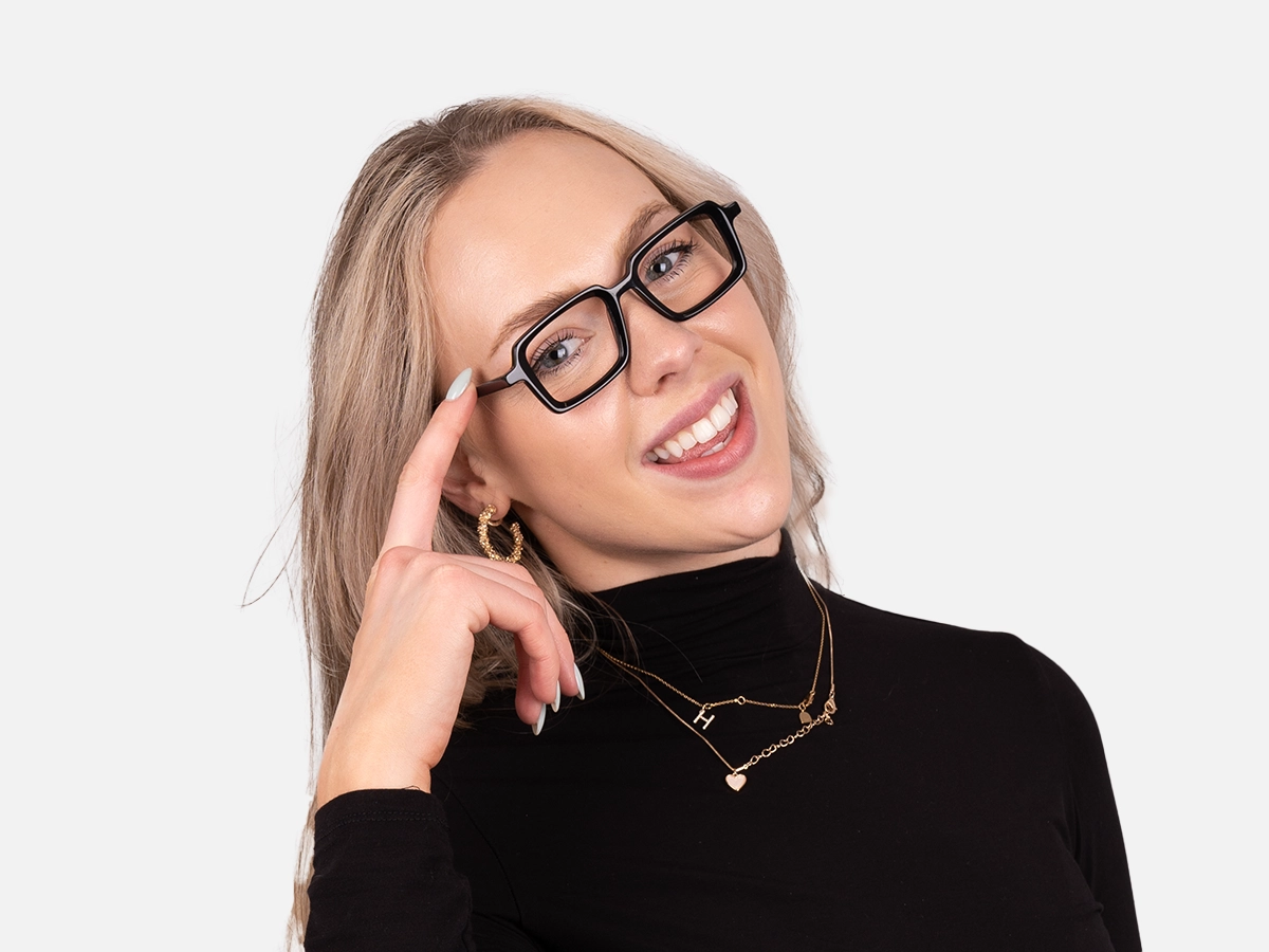 Black Rectangular Eyeglasses- 52