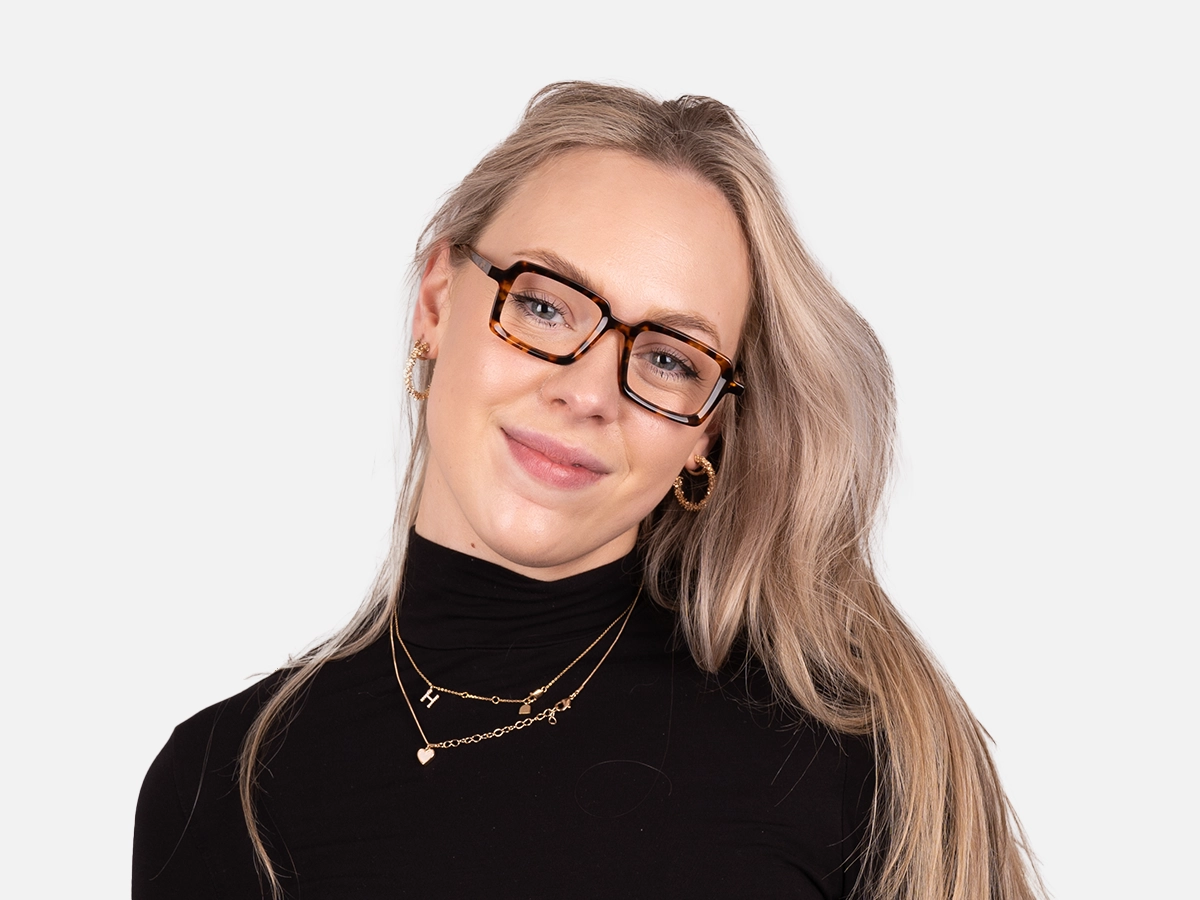Tortoise Rectangle Eyeglasses- 54