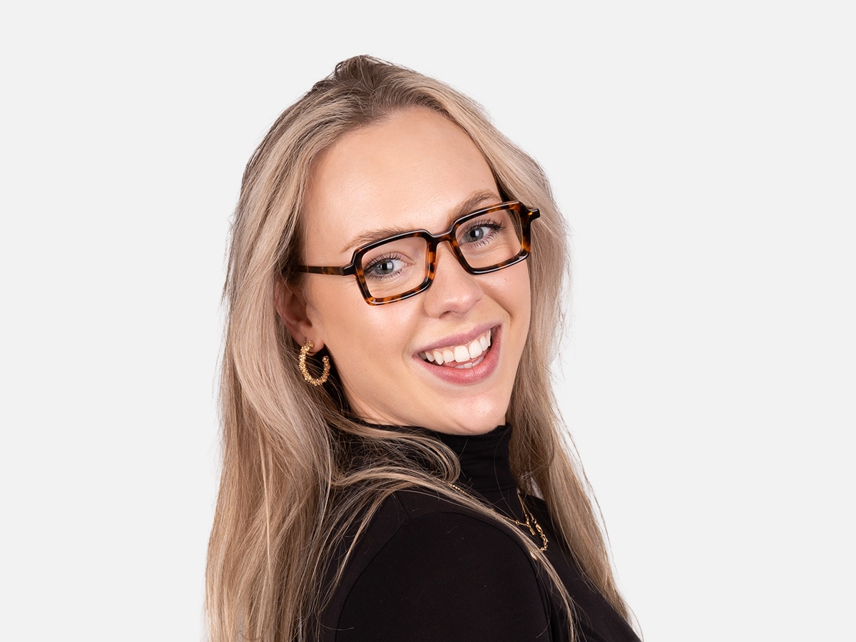 Tortoise Rectangle Eyeglasses- 52