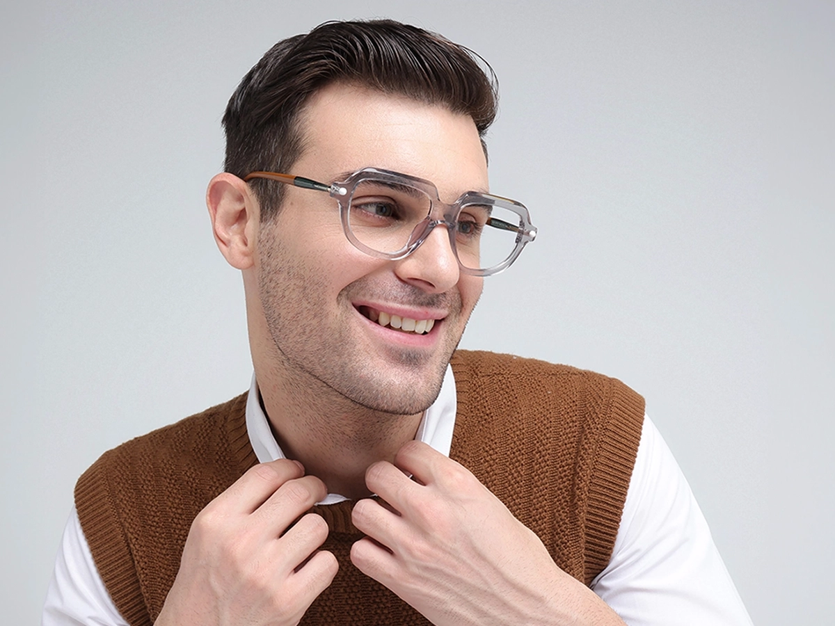 Crystal Silver Grey Oversized Glasses 43