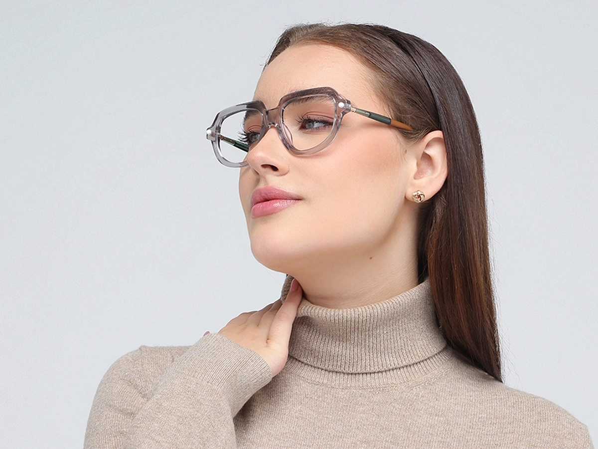 Crystal Silver Grey Oversized Glasses 53