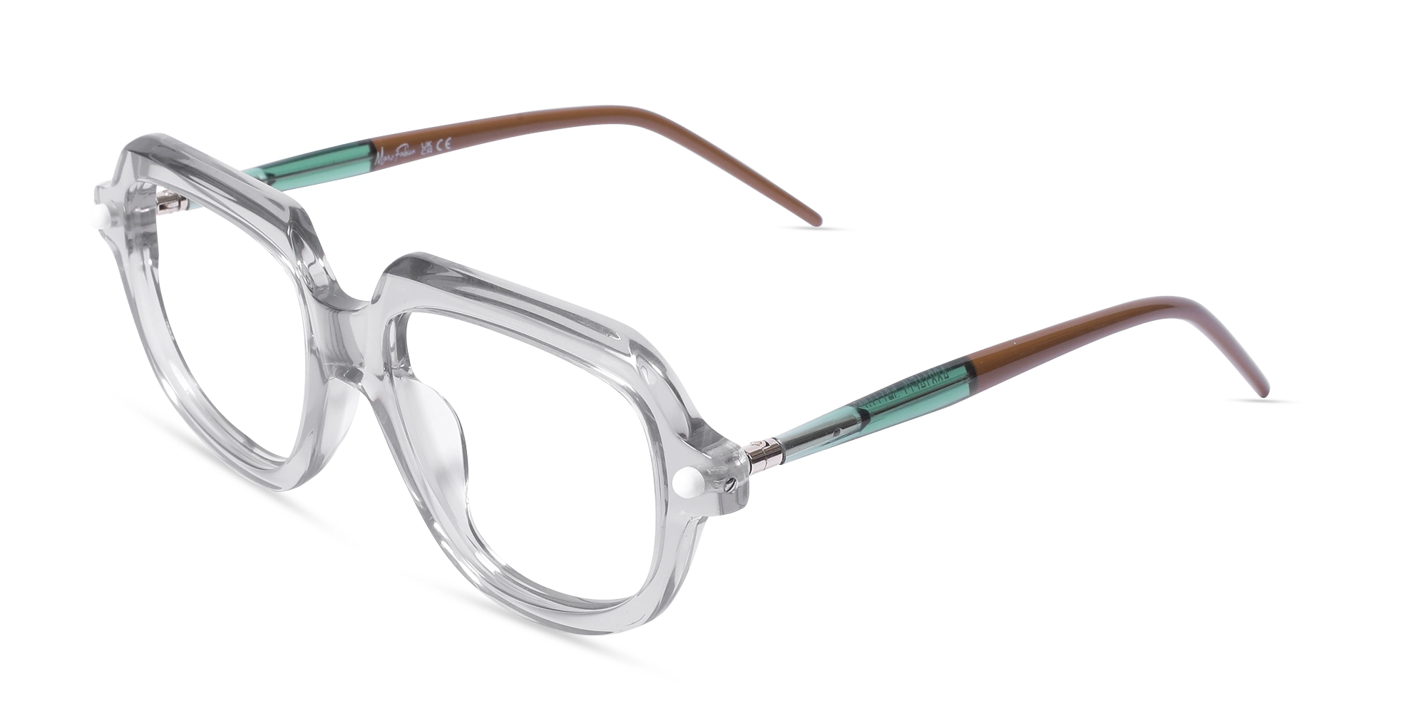 Crystal Silver Grey Oversized Glasses 3