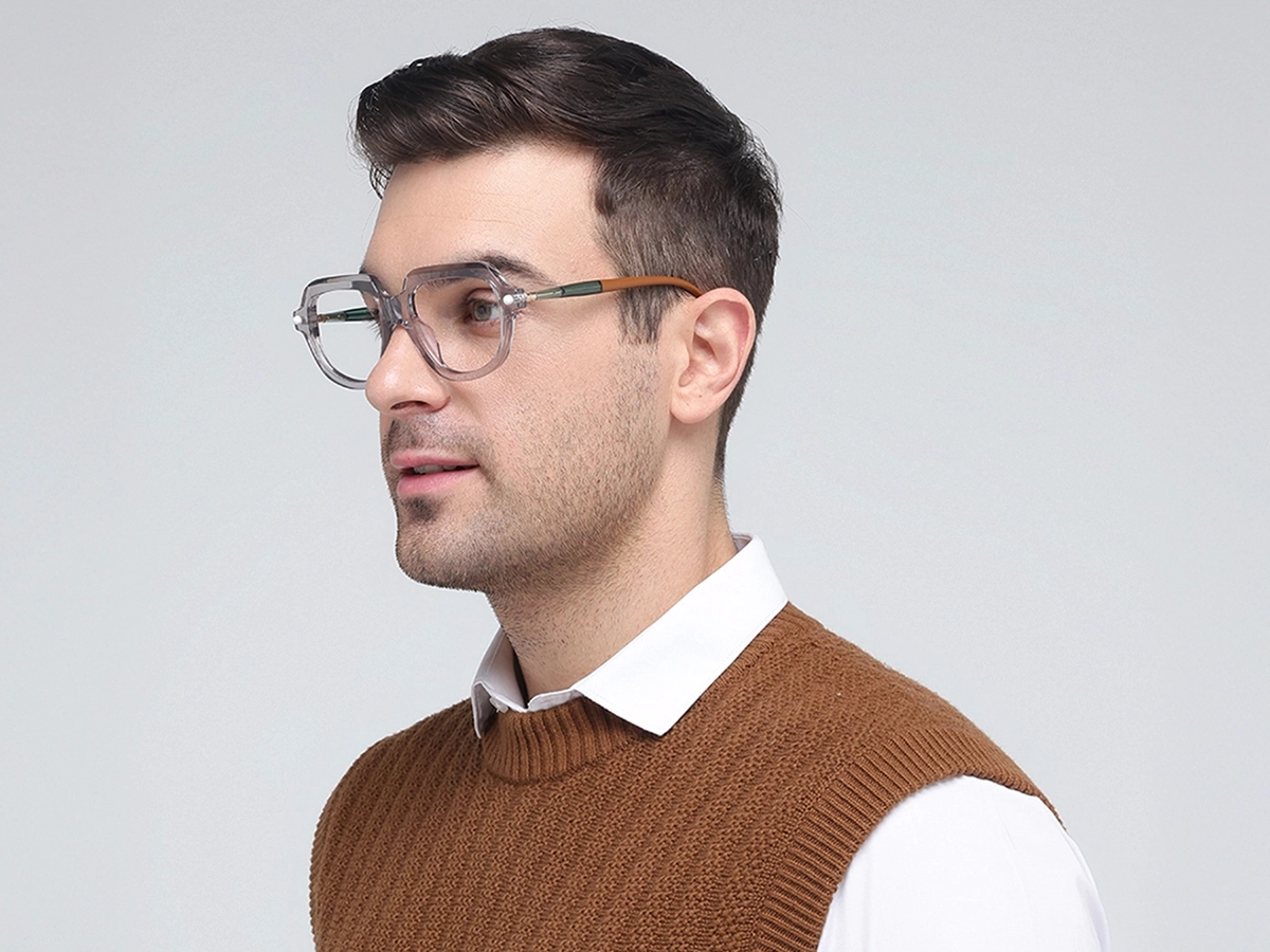 Crystal Silver Grey Oversized Glasses 42
