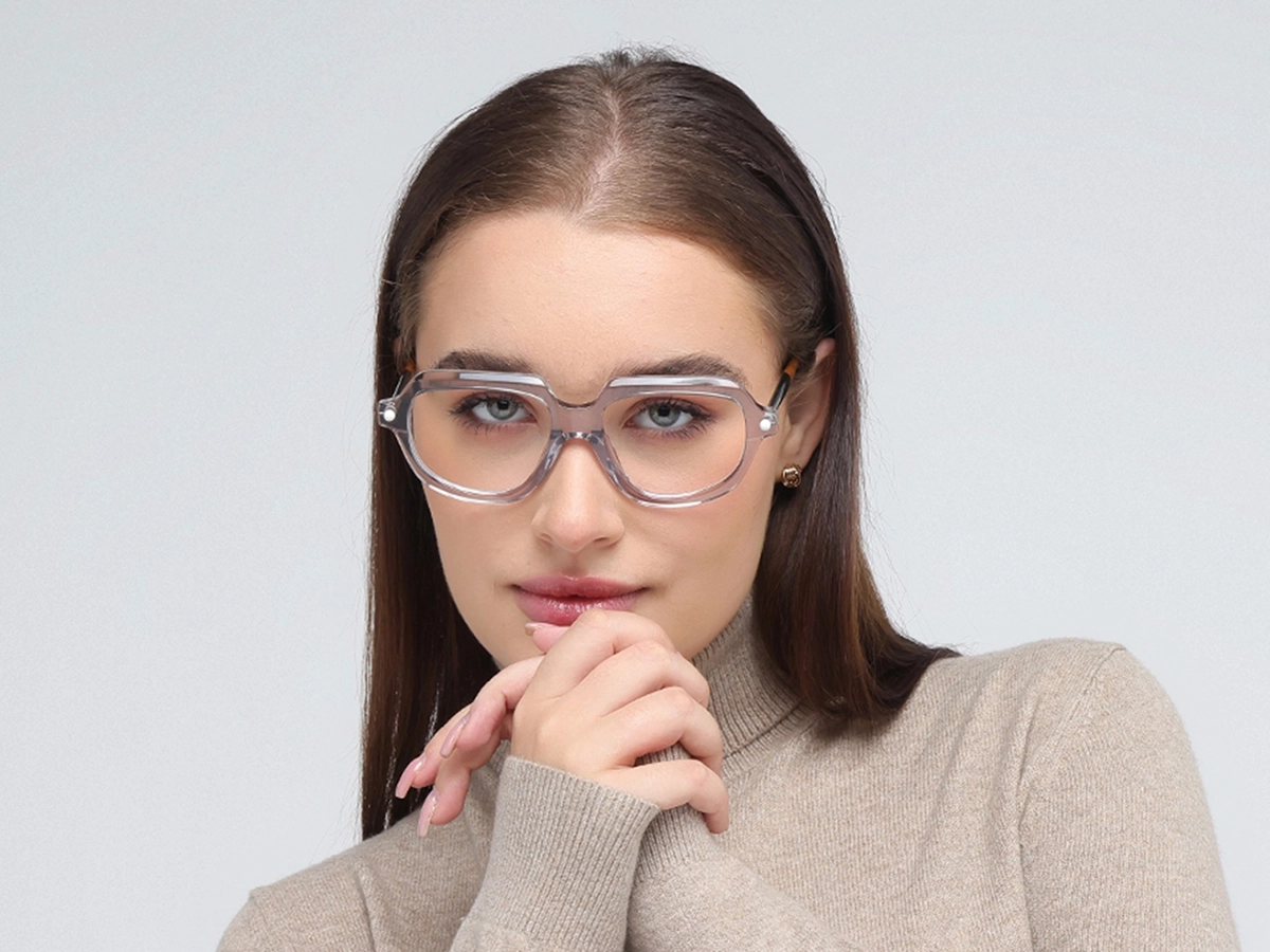Crystal Silver Grey Oversized Glasses 52
