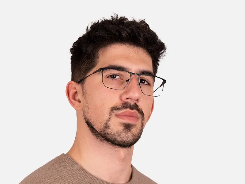 Black Thin Metal Frame Glasses-2