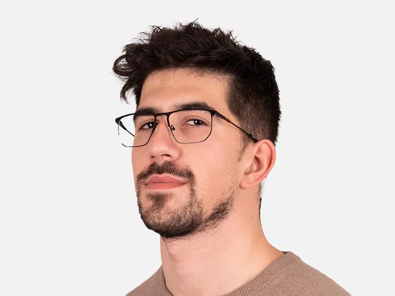 Black Thin Metal Frame Glasses-2