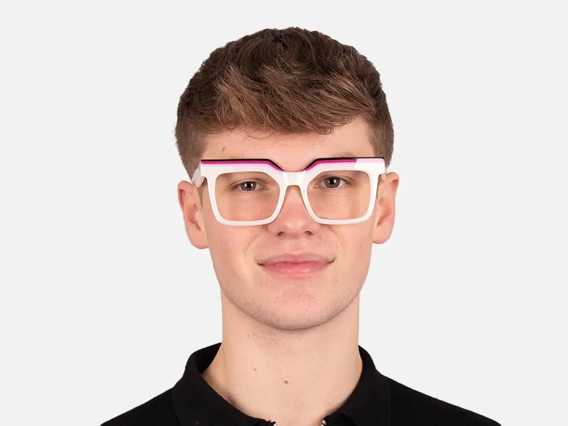 Thick White Frame Glasses-2