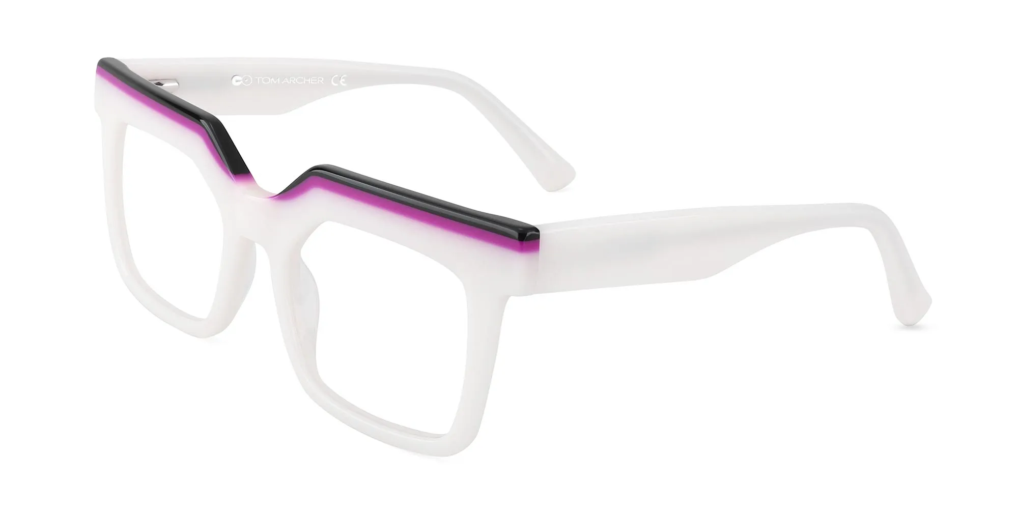 Thick White Frame Glasses-2