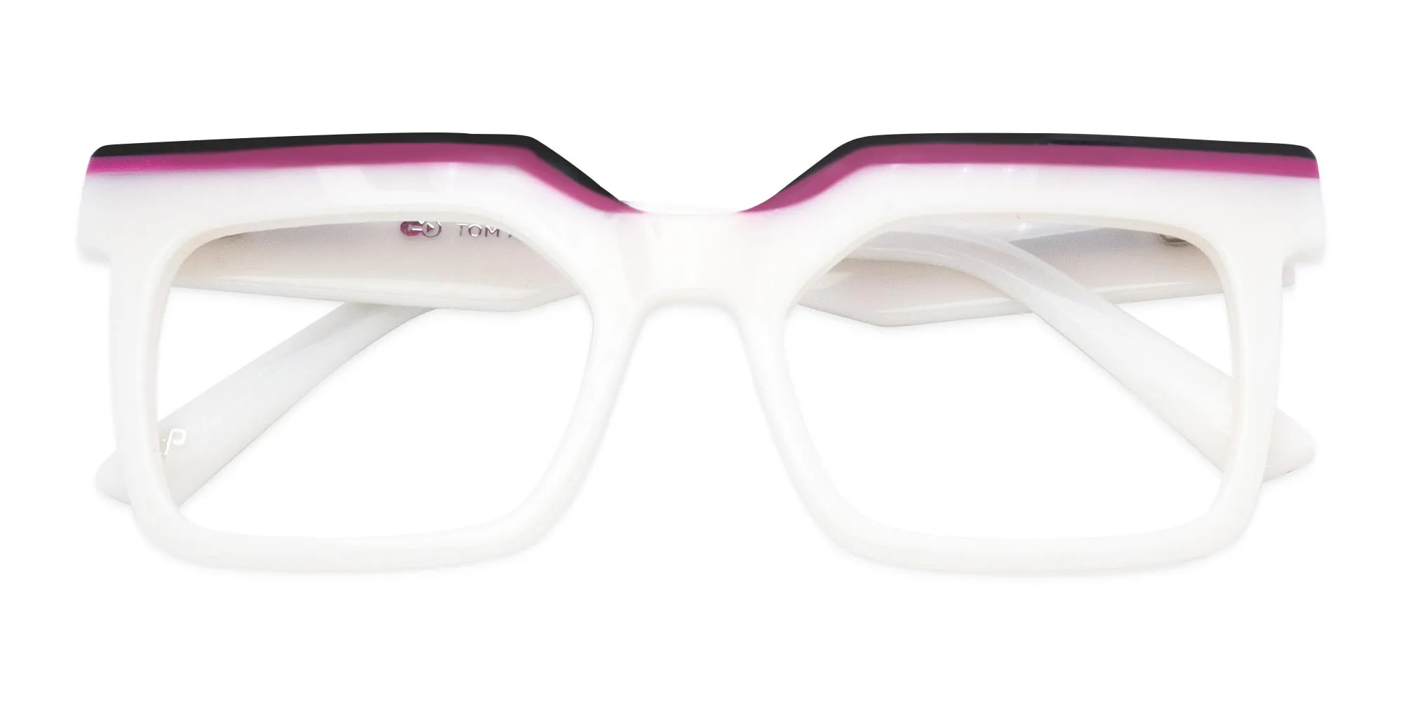 Thick White Frame Glasses-2