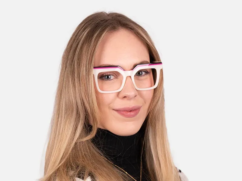 Thick White Frame Glasses-2