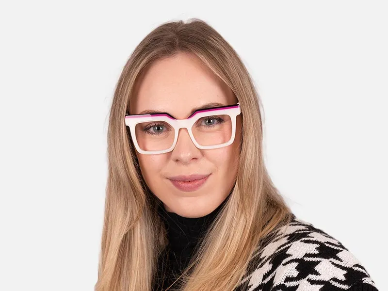 Thick White Frame Glasses-2