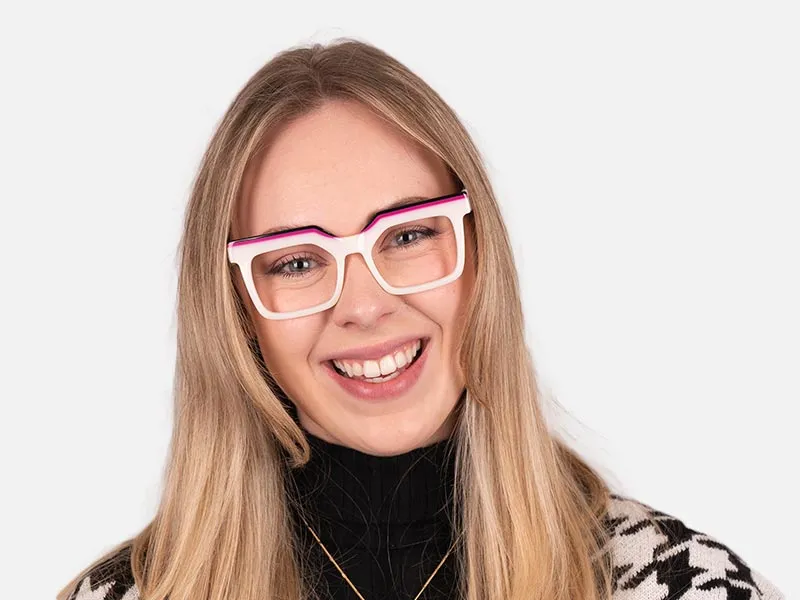 Thick White Frame Glasses-2