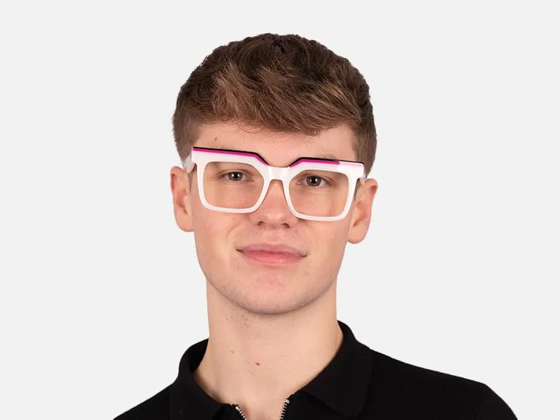 Thick White Frame Glasses-2