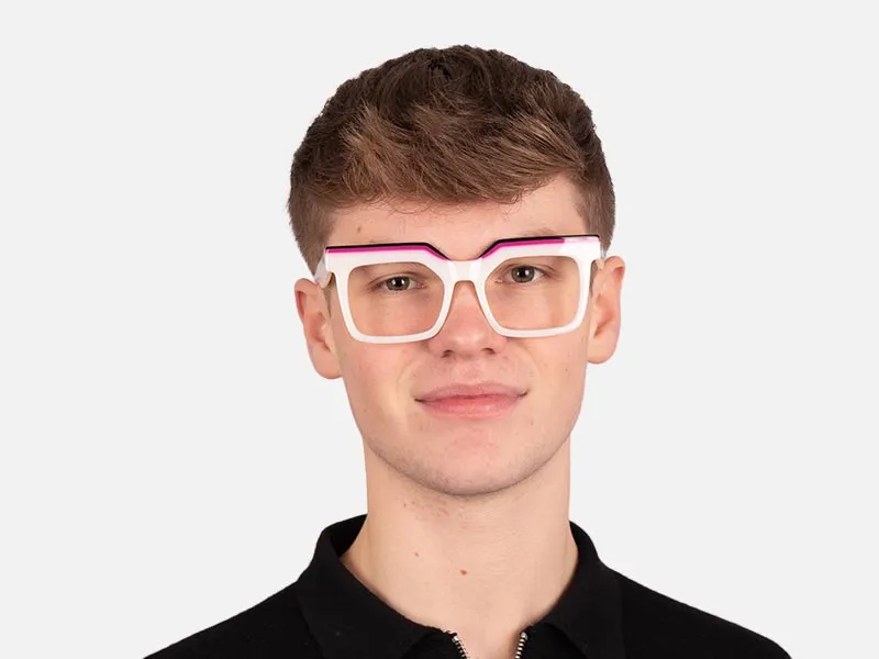 Thick White Frame Glasses-2
