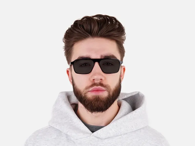 Black Tint Rectangular Sunglasses-2
