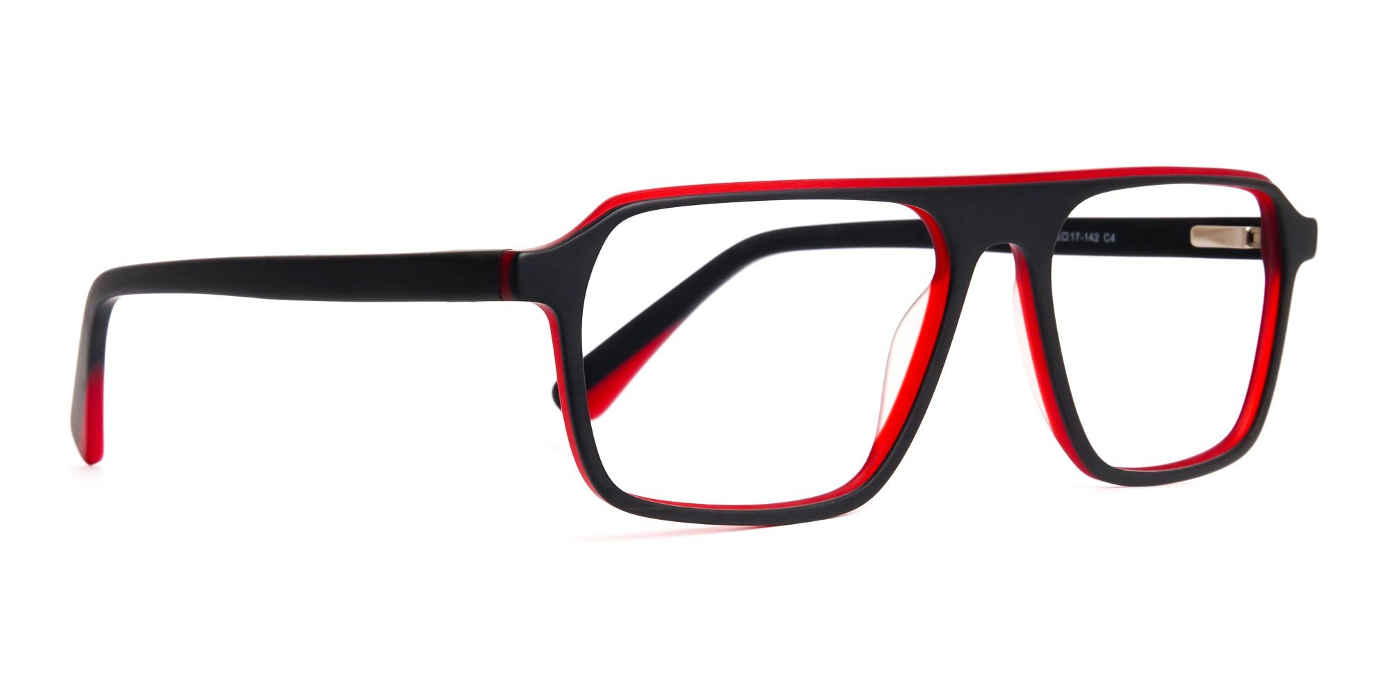 Black and Red Rectangular Full Rim Glasses frames-2