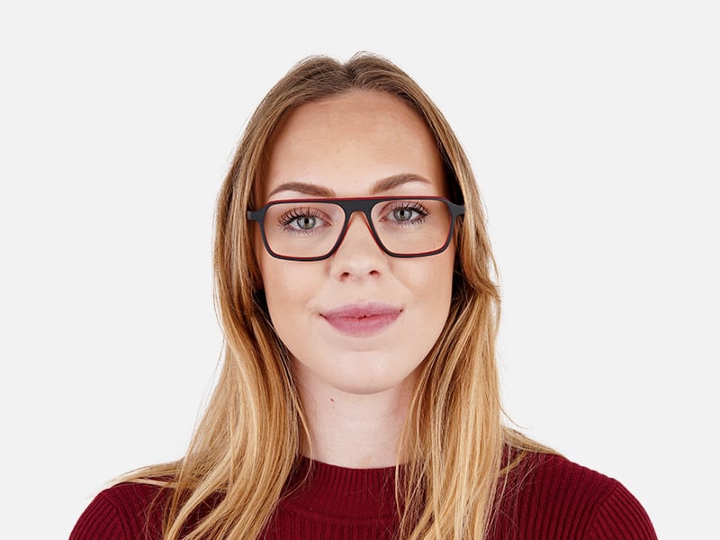 Black and Red Rectangular Full Rim Glasses frames-18