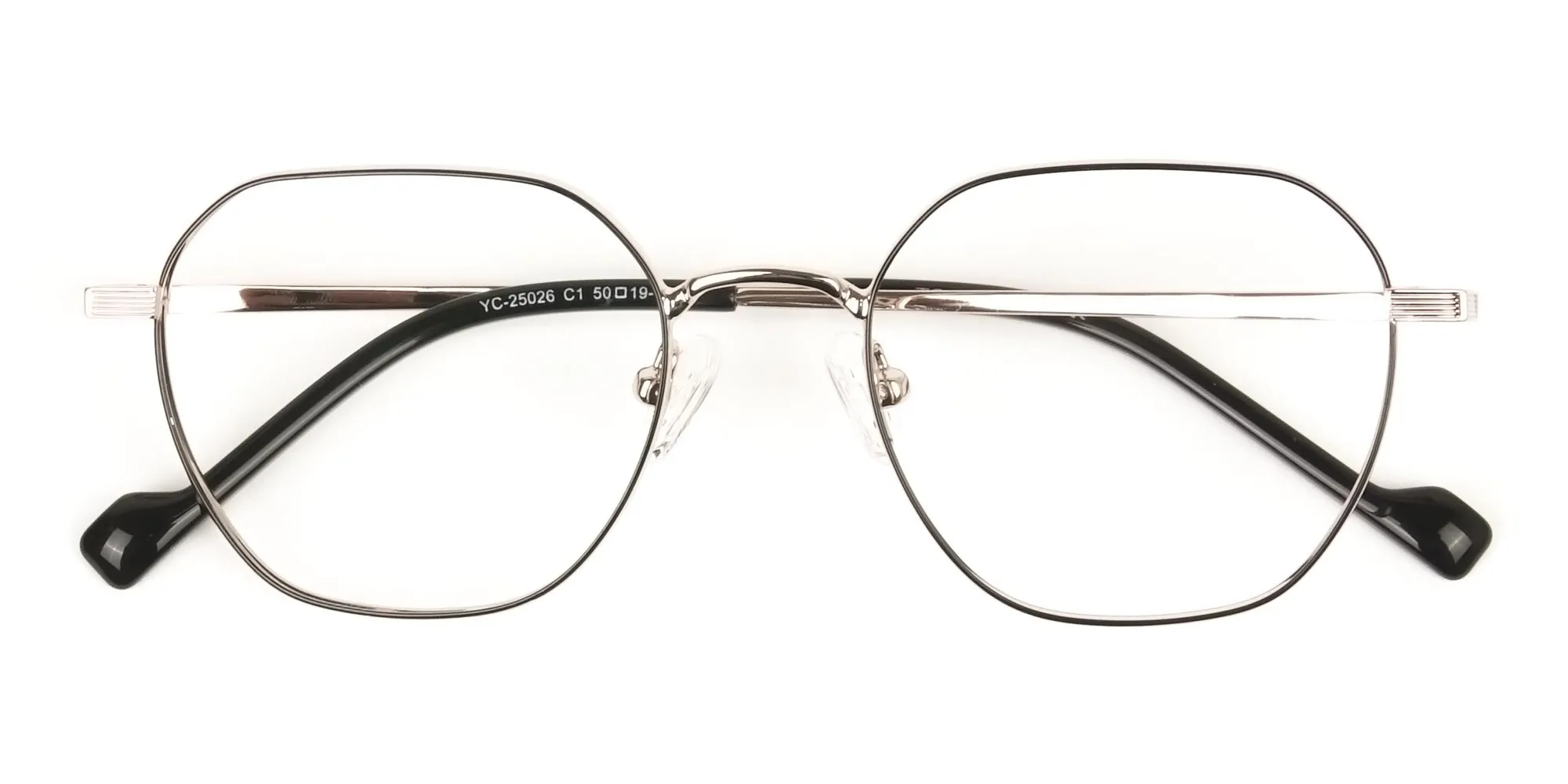 Gold Black Geometric Square Glasses in Metal - 2