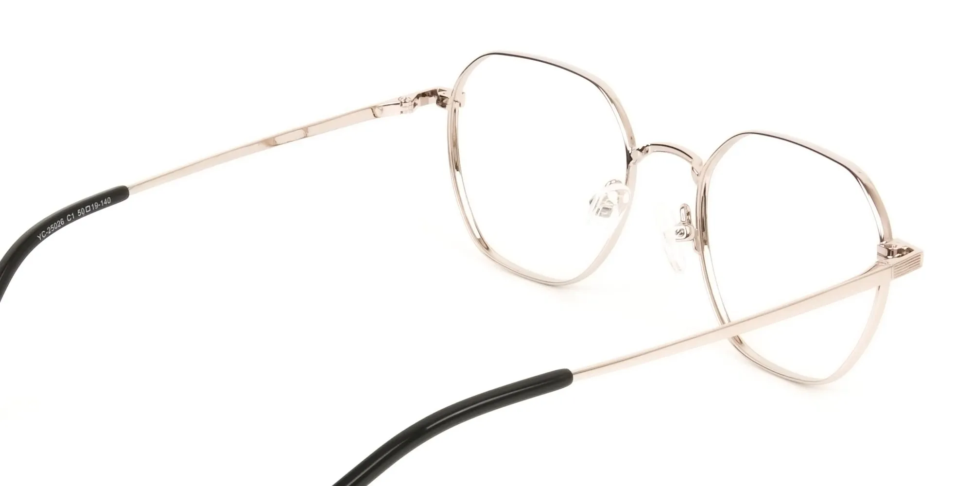 Gold Black Geometric Square Glasses in Metal - 2